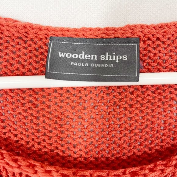 Wooden Ships Dunescape Orange Knit Top Short Sleeve Western Boho - Size XS - Picture 3 of 6